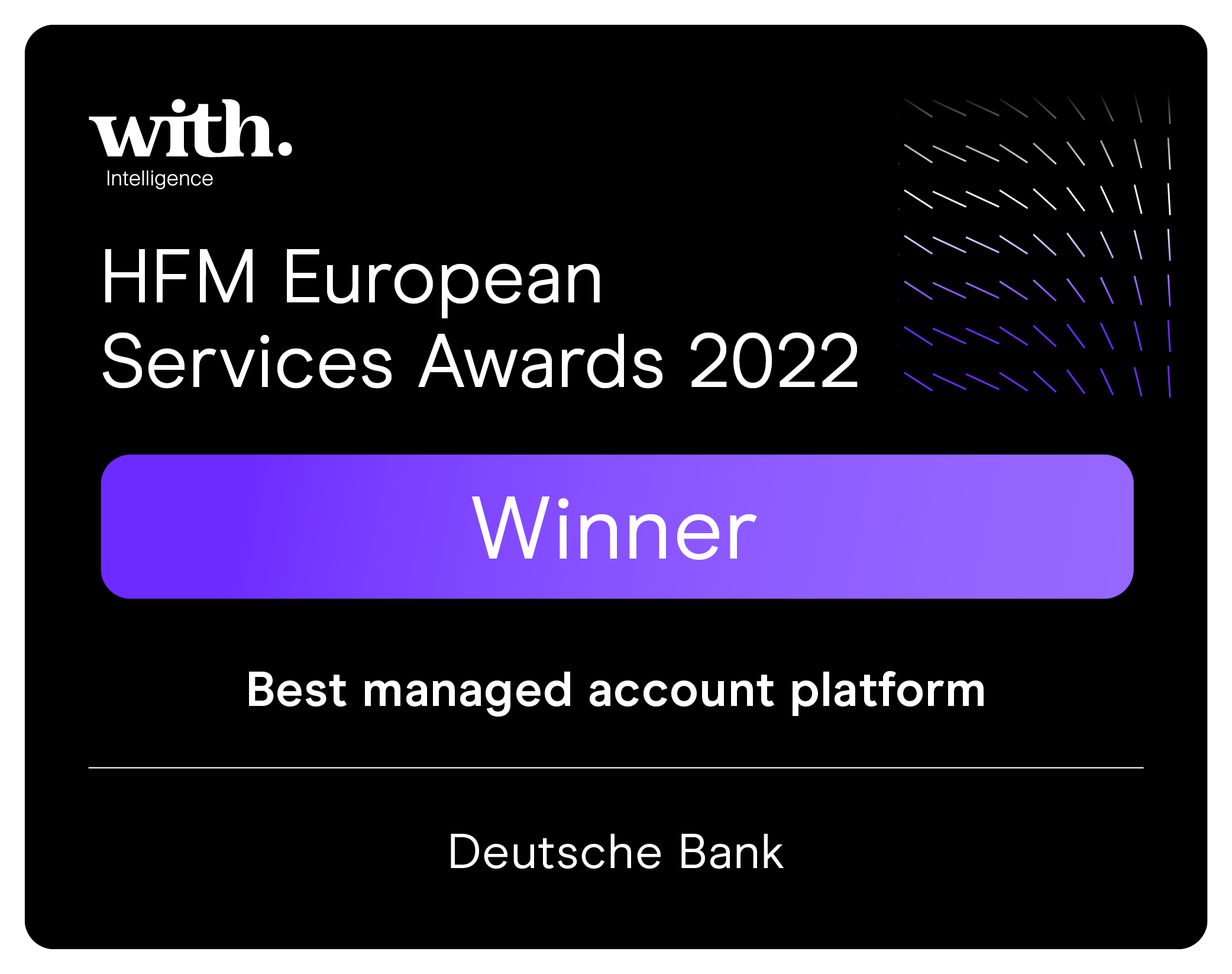 WINNER as a Best managed account platform by HFM European Services Awards 2022